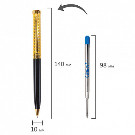 Ручка подарочная шариковая GALANT "Empire Gold", корпус черный с золотистым, золотистые детали, пишущий узел 0,7 мм, синяя, 140960