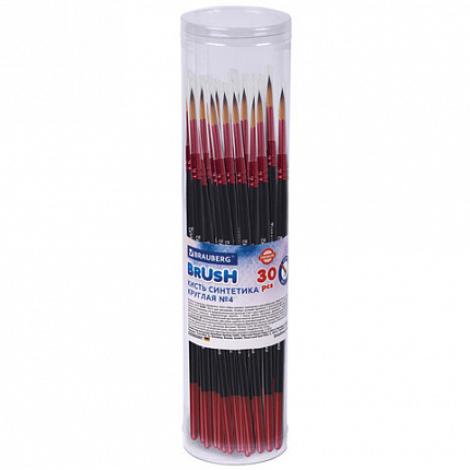 Кисть синтетика, круглая № 4, BRAUBERG PREMIUM, 201003