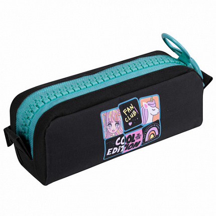 Пенал BRAUBERG с объемной "тракторной" молнией, 1 отделение, ткань, 22х8х6,5 см, "Cool anime", 272342