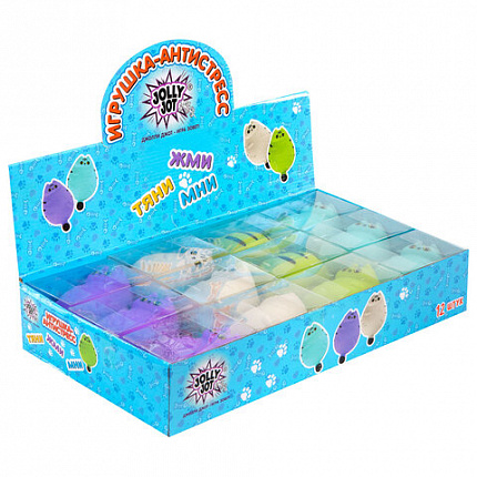 Игрушка-антистресс "КОТЕЙКА", 10 см, ассорти, 4 цвета, дисплей, JOLLY JOT (ДЖОЛЛИ ДЖОТ), 665791
