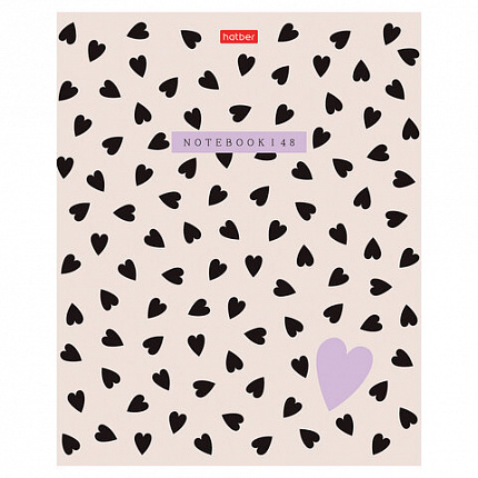 Тетрадь А5 48 л., HATBER, скоба, клетка, обложка картон, тиснение, LOVE IS... (микс в спайке), 093099, 48Т5тВ1