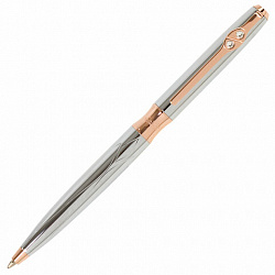 Ручка подарочная шариковая GALANT "NUANCE SILVER", корпус серебристый, детали розовое золото, узел 0,7 мм, синяя, 143520