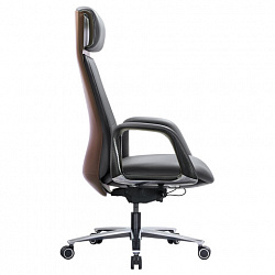 Кресло HAWASAN PREMIUM EX-820, синхромеханизм, слайдер, экокожа, графит/коричневое, 533238