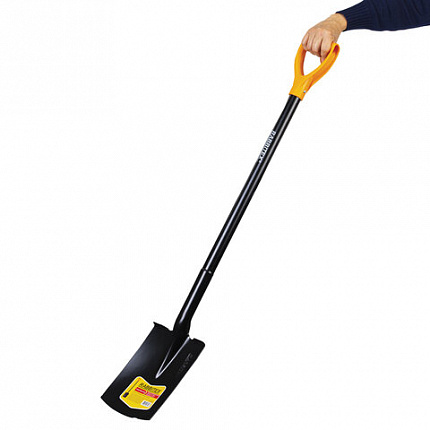 Лопата прямоугольная стальная 19х27 см, ОБЩАЯ ДЛИНА 115 см, черенок сталь, V-ручка, RABBITEX (РАББИТЕКС) "STRONG METAL", 700480