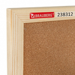 Доска пробковая для объявлений 90х120 см, деревянная рамка, BRAUBERG Wood, 238312