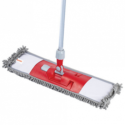 Швабра КОМПЛЕКТ черенок 75-130 см + флаундер 50 см + МОП микрофибра СИНЕЛЬ (ТИП К), PERKLIN (ПЕРКЛИН), 700983