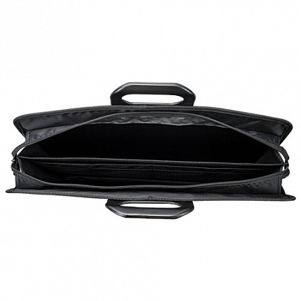 Папка-портфель пластиковая БОЛЬШОГО ФОРМАТА BRAUBERG "ПОРТФОЛИО" А3 (470х380х130 мм), 3 отделения, черная, 223081