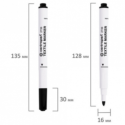 Маркеры для ткани 10 ЦВЕТОВ CENTROPEN "Textile Marker", круглый наконечник, 1,8 мм, 2739/10, 5 2739 1001