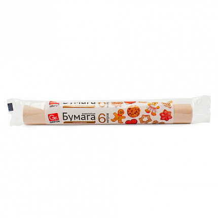 Бумага кулинарная в пленке, 30 см х 6 м, GRIFON, ШК3034, 101-303