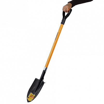 Лопата штыковая стальная 21х29 см, ОБЩАЯ ДЛИНА 115 см, черенок стекловолокно, V-ручка, RABBITEX (РАББИТЕКС) "FIBERGLASS", 700477