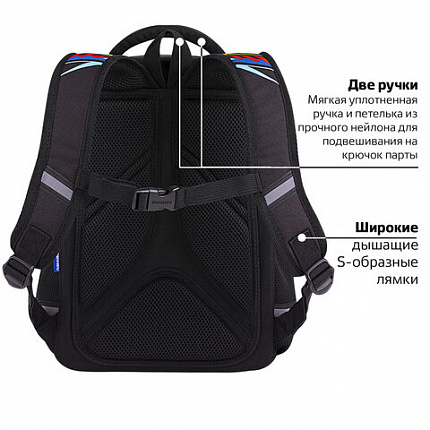 Ранец BRAUBERG LIGHT, 1 отделение, с брелоком, "Яркий дрифт", 36х26х13 см, 272027