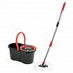 Швабра с отжимом и ведром 7л/5л отжим центрифуга / рукоятка, 2 круглые насадки, крепление кольцо, черный, LAIMA 607487
