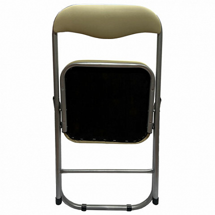 Стул складной для дома и офиса РС04К комфорт, серебристый каркас, кожзам бежевый