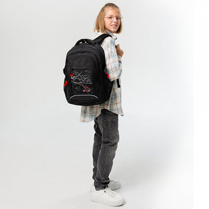 Рюкзак BRAUBERG CONTENT универсальный, 3 отделения, светоотражающий принт, "Br(ok)en", 47х33х18 см, 273845