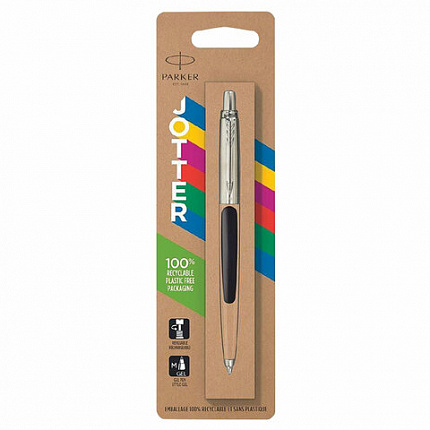 Ручка шариковая PARKER "Jotter Plastic CT", корпус черный, ежедневник А5 черный, белый срез, пакет, 880895