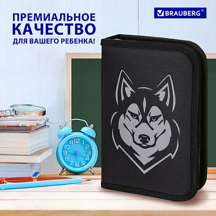 Пенал BRAUBERG, 1 отделение, полиэстер, 21х14 см, "Husky", 271532