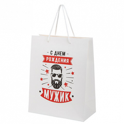 Пакет подарочный (1 штука) 26х13х32 см (L), "For Man" ассорти, крафт, ЗОЛОТАЯ СКАЗКА, 700812
