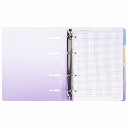Тетрадь на кольцах А5 175х220мм, 120л, пластик, с разделителями, BRAUBERG, Фиолетовый, 404627