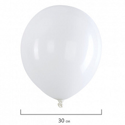 Шары воздушные 30 см, 100 штук, "ОДНОЦВЕТНЫЕ", белые, BRAUBERG KIDS, 591875