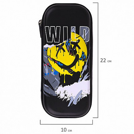 Пенал BRAUBERG, 1 отделение, 1 откидная планка, EVA, 22х10х5 см, "Wild face", 272337