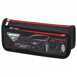 Пенал мягкий BRAUBERG, 2 отделения, полиэстер, "Высокая скорость", черный, 21х6х9 см, 270273