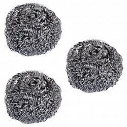 Губки (мочалки) металлические спиральные 3х15 г, КОМПЛЕКТ 3 шт., для посуды, гриля, плиты, LAIMA (ЛАЙМА), 700060