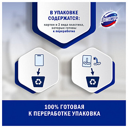 Блок туалетный подвесной твердый 3х55 г, ДОМЕСТОС Сила 5 в 1 "Свежесть океана"