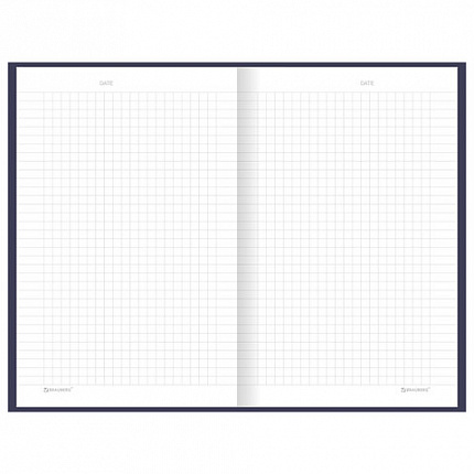Блокнот А5 134х206 мм, 80 л., твёрдый, клетка, BRAUBERG "Minimal", синий, 116439