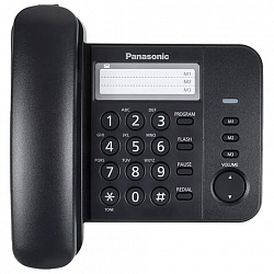 Телефон PANASONIC KX-TS2352RUB, черный, память 3 номера, повторный набор, тональный / импульсный режим, индикатор вызова