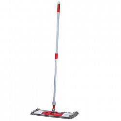 Швабра КОМПЛЕКТ черенок 75-130 см + флаундер 50 см + МОП микрофибра СИНЕЛЬ (ТИП К), PERKLIN (ПЕРКЛИН), 700983