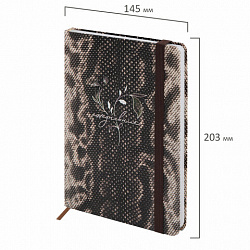 Ежедневник недатированный с резинкой А5 145х203 мм, BRAUBERG, твердый, 128 л., "Snake print", 116286