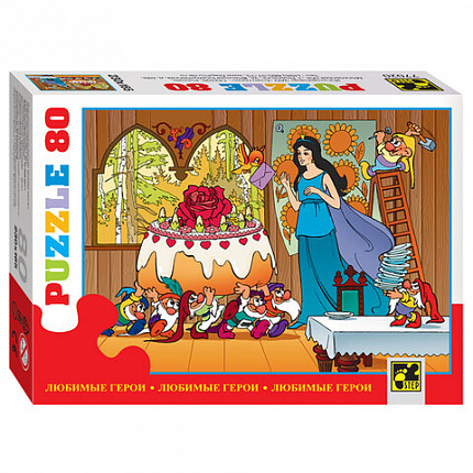 Пазл картонный 80 элементов, Любимые герои, АССОРТИ, поле 23х16,5 см, STEP PUZZLE