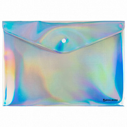 Папка-конверт с кнопкой BRAUBERG "ULTRA", А4, непрозрачная, c голографическим эффектом, 0,2 мм, 272885