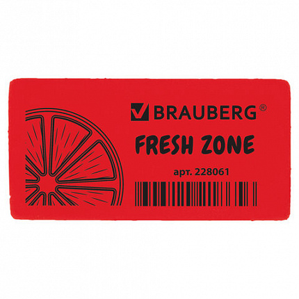 Ластик BRAUBERG "Fresh Zone", 40х20х10 мм, цвет ассорти, прямоугольный, 228061
