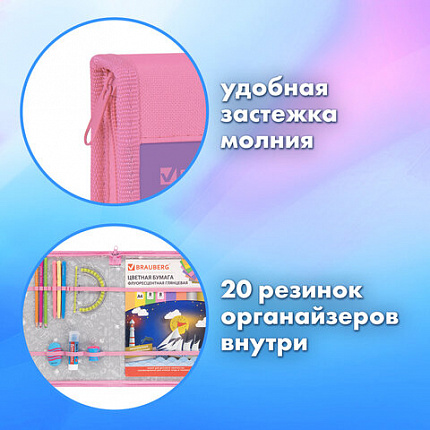 Папка на молнии BRAUBERG А4 с ручкой, с органайзером, 1 отделение, "Paw prints", 273383