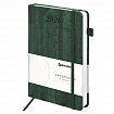 Ежедневник датированный 2026 А5 138x213 мм, BRAUBERG "Wood", под кожу, держатель для ручки, зеленый, 117109