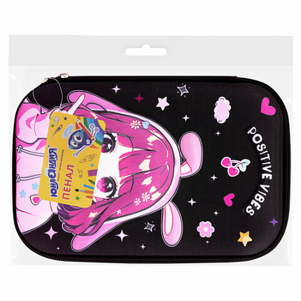 Пенал ЮНЛАНДИЯ большой, 1 отделение, 1 откидная планка, карман, полиэстер/EVA, 22х15х5 см, "Anime sign", 273194