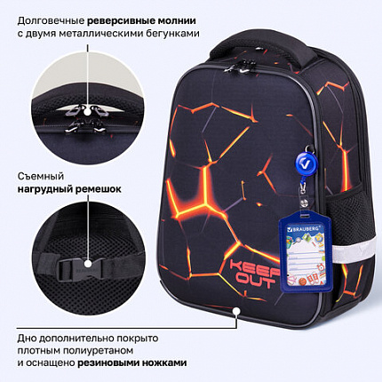 Ранец BRAUBERG FIT, 2 отделения, "Лава", 38х27х14 см, 270617