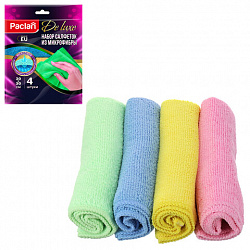 Салфетки из МИКРОФИБРЫ универсальные 30х30 см, КОМПЛЕКТ 4 шт., Practi Microfiber, 240 г/м2, PACLAN, 74825, 410261