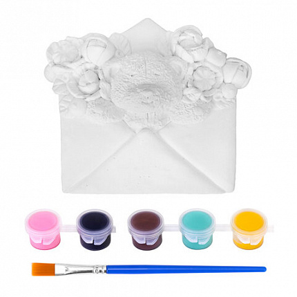 Фигурка-раскраска из гипса "С открыткой", с красками и кистью, ассорти, BRAUBERG KIDS, 666011