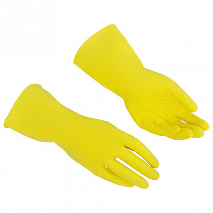 Перчатки VILEDA "Контракт" латексные МНОГОРАЗОВЫЕ х/б напыление, размер S (малый) желтый, 174321