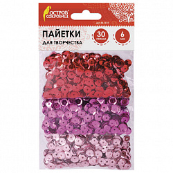 Пайетки для творчества "Классика", оттенки красного, 6 мм, 30 грамм, ОСТРОВ СОКРОВИЩ, 661274 Пайетки для творчества "Классика", оттенки красного, 6 мм, 30 грамм, ОСТРОВ СОКРОВИЩ, 661274