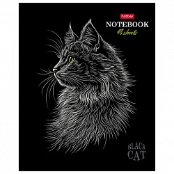 Тетрадь А5, 48 л., HATBER, скоба, клетка, матовая ламинация, 3D-лак, "Black Cat" (микс в спайке), 093159, 48Т5лолВ1