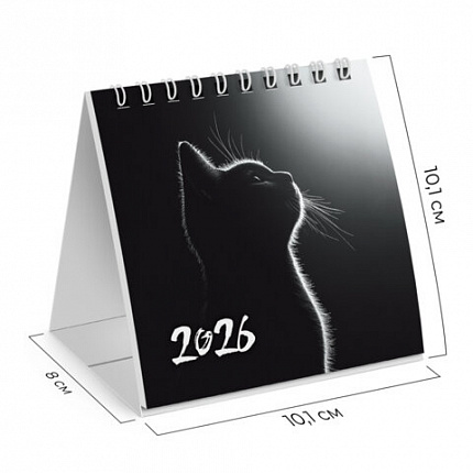 Календарь-домик настольный на гребне, 2026 г., BRAUBERG, 101х101 мм, "Милый котик", 117281