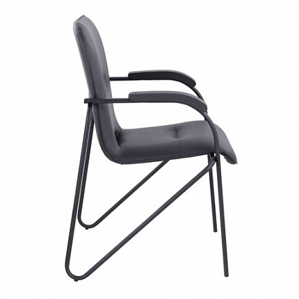 Кресло для приемных и переговорных BRABIX "Samba CF-107", черный каркас, кожзам черный, собранное, 533189