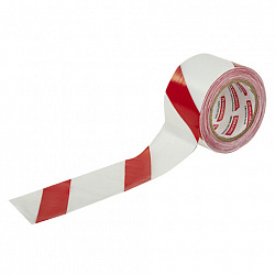 Лента оградительная сигнальная красно-белая, 75 мм х 200 м, BRAUBERG "Грандмастер", полиэтилен, 604892