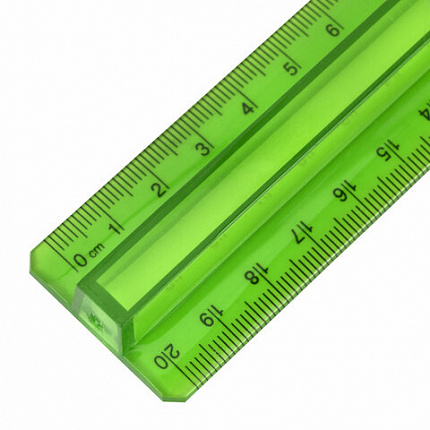 Линейка пластиковая 20 см, BRAUBERG, с держателем, прозрачная, неоновая, ассорти, 210834