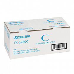 Тонер-картридж KYOCERA (TK-5220C) ECOSYS P5021cdn/cdw/M5521cdn/cdw, голубой, ресурс 1200 стр., оригинальный, 1T02R9CNL1