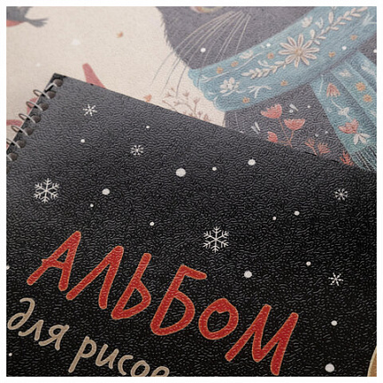 Альбом д/рис. А4 32л., спираль, рельефный картон, HATBER, 198х300мм, Котэ (5 видов),, 32А4тВсп