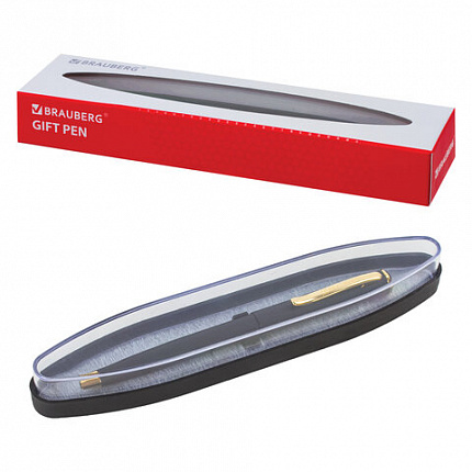Ручка подарочная шариковая BRAUBERG "Maestro", СИНЯЯ, корпус черный с золотистым, линия письма 0,5 мм, 143470